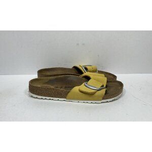 Birkenstock Madrid Big Buckle Yellow Nubuck Leather Sandals Slides Womens Sz 7 N